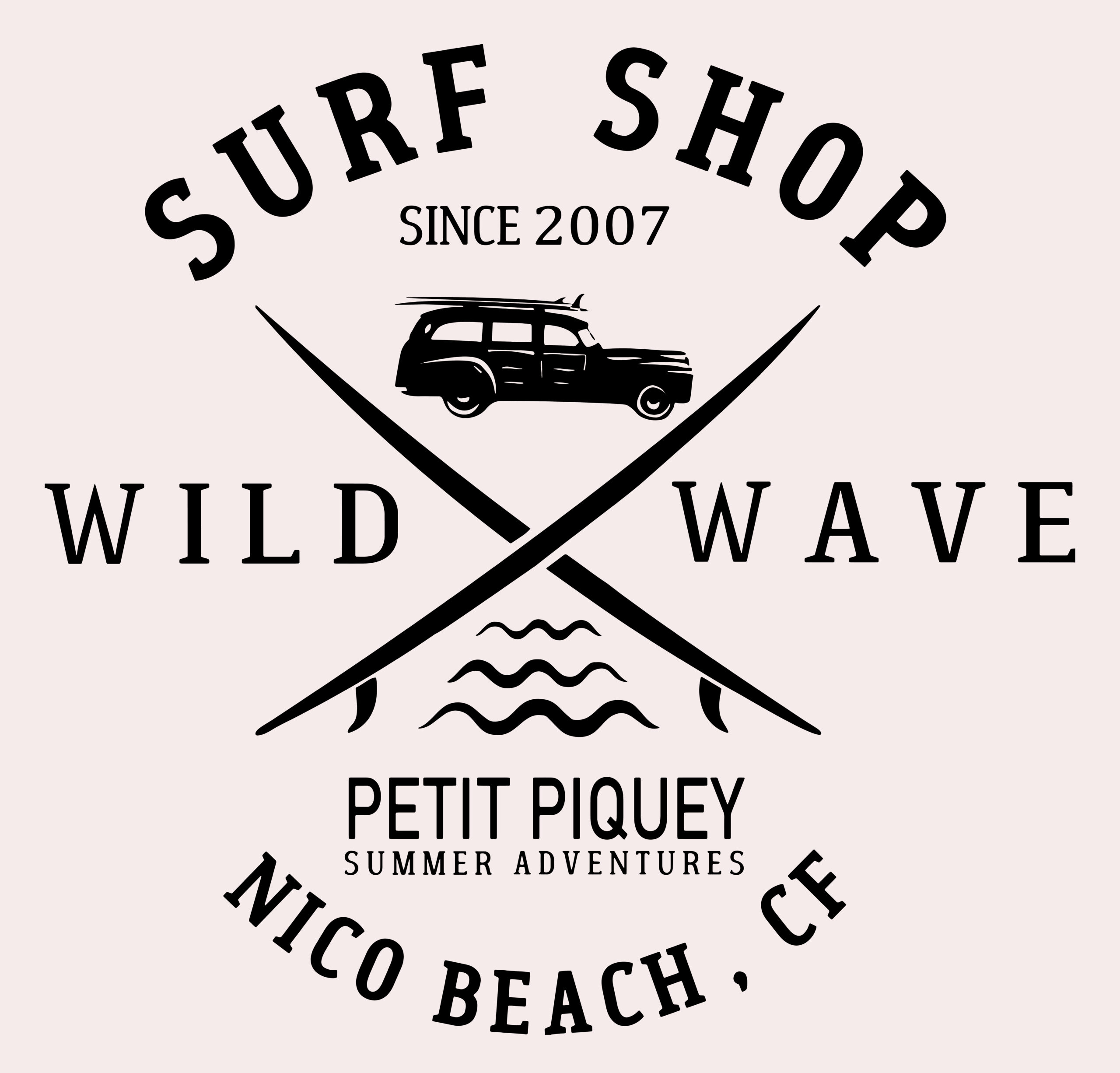 Logo Nico Beach Surf Shop Petit Piquey, partenaire Barrelsurfing